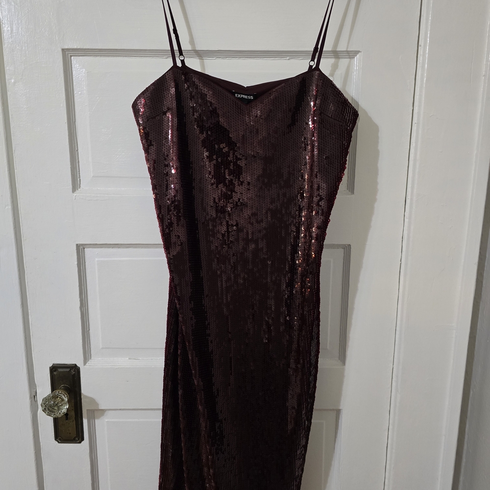 Elegant Burgundy Sequin Dress
